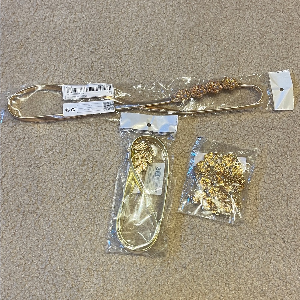 Gold Metal Belt with Floral Design